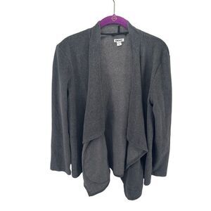 DKNY Women's Open Front Cardigan Sweater Pocket Long Sleeve Stretch Gray Medium